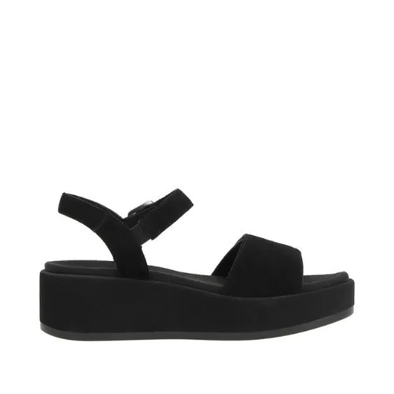 Remonte Black Suede Leather Platform Sandal