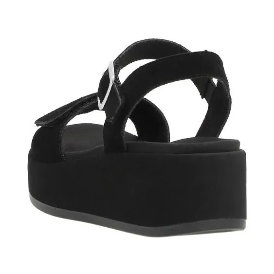 Remonte Black Suede Leather Platform Sandal