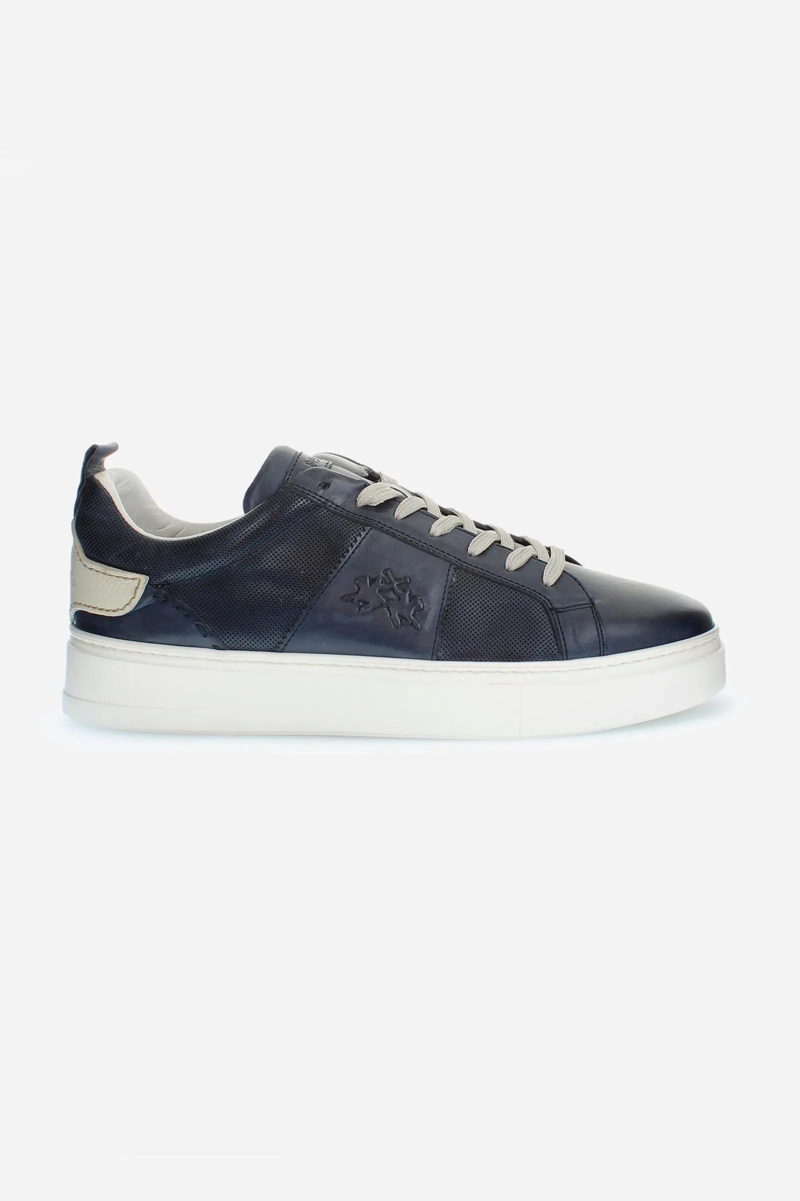 Sneaker da uomo in pelle con inserti a contrasto