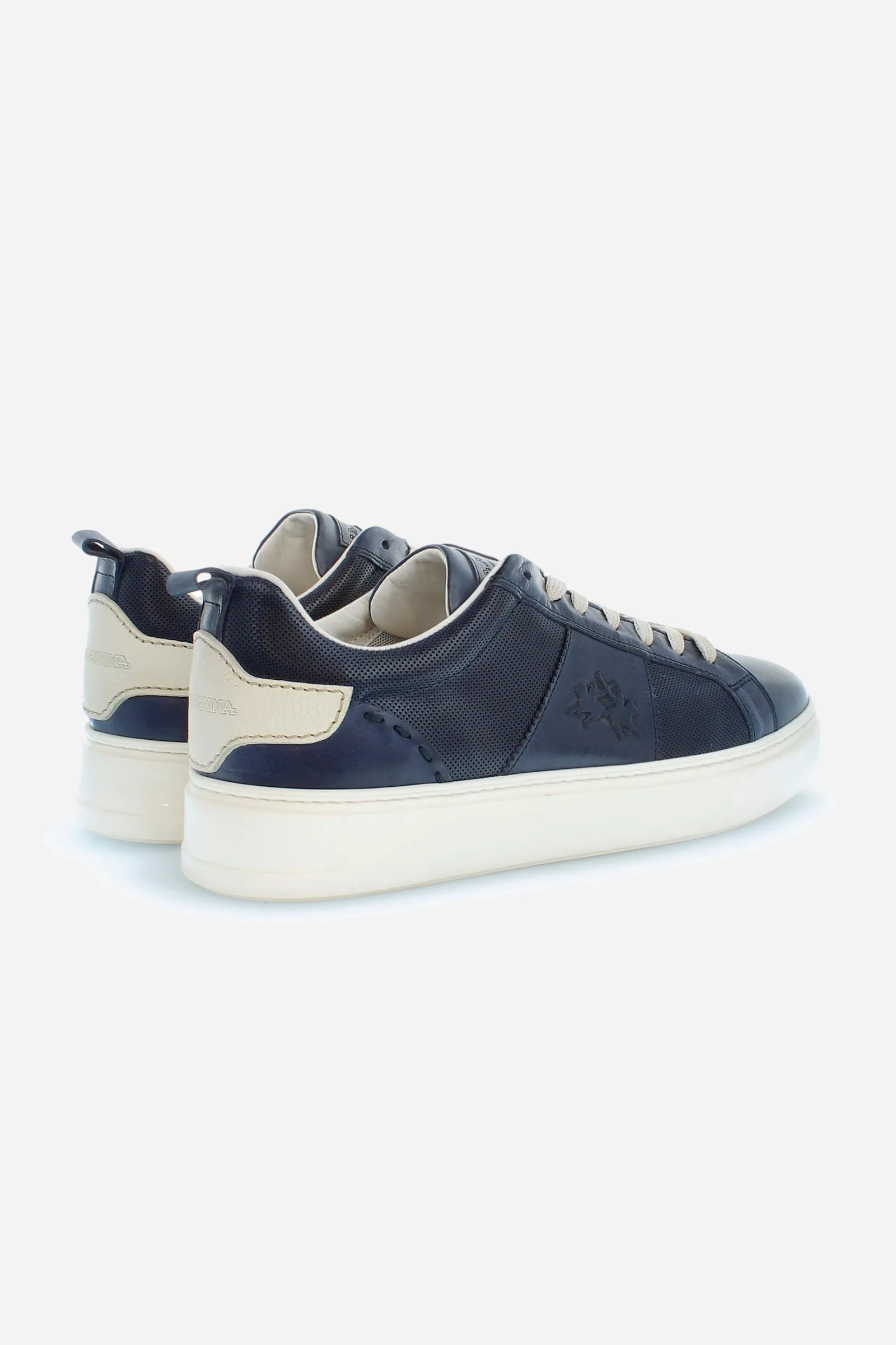 Sneaker da uomo in pelle con inserti a contrasto