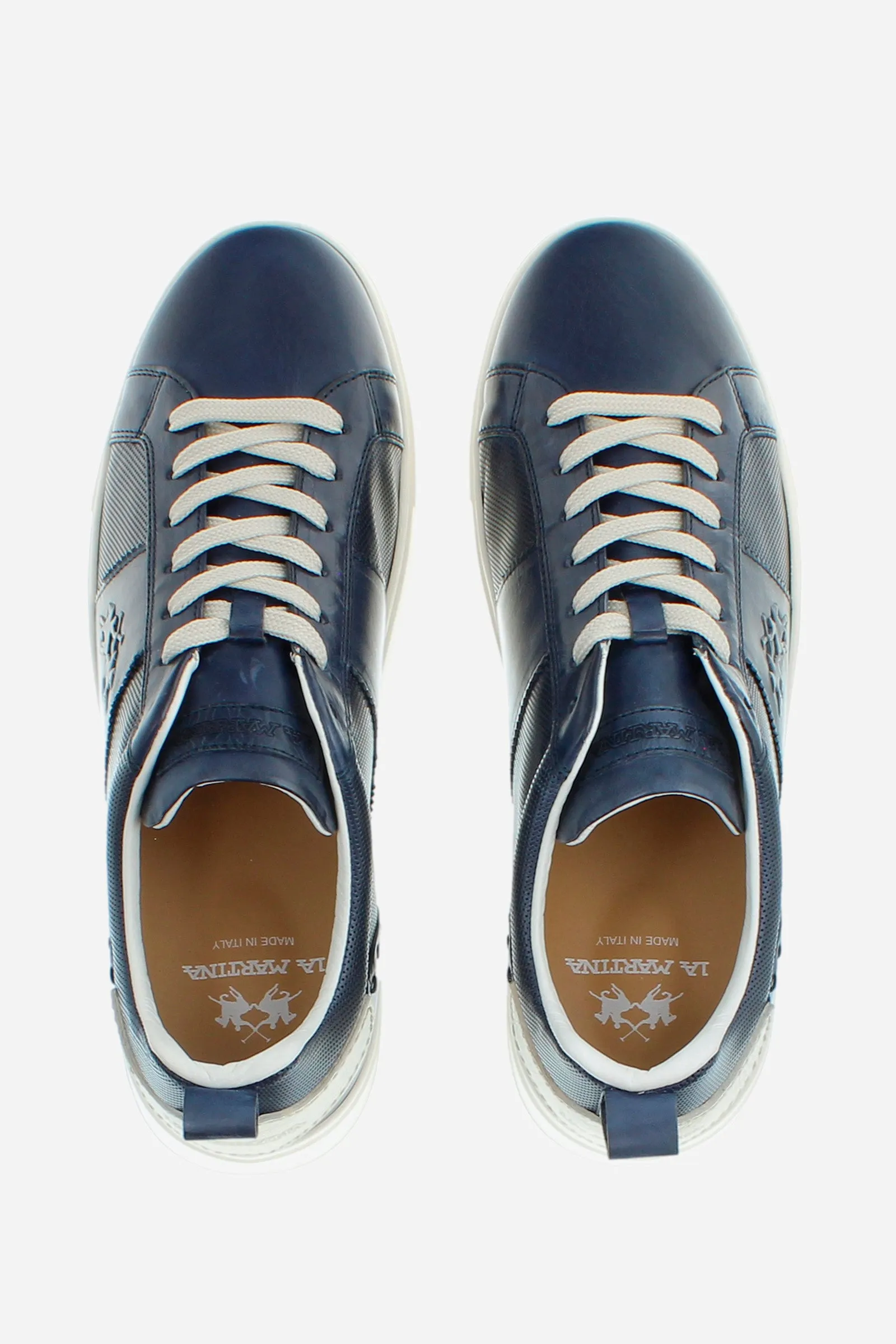 Sneaker da uomo in pelle con inserti a contrasto