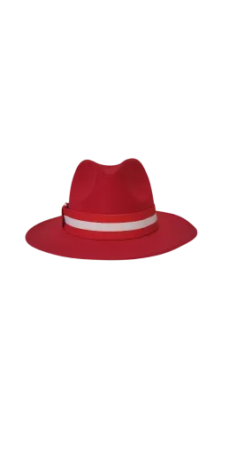 SOLID RED FEDORA STRIPE BAND