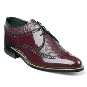 Stacy Adams Dayton Burgundy Ostrich Print Oxford