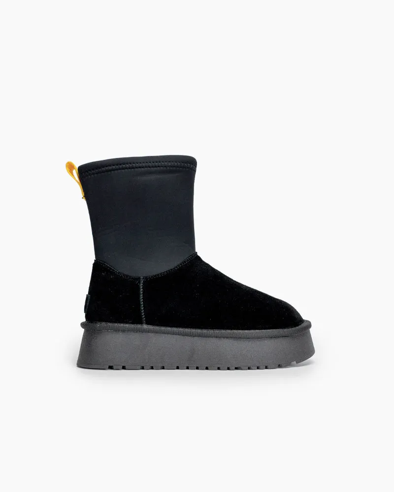 Suede Leather Fur Lined Platform Mid Boots