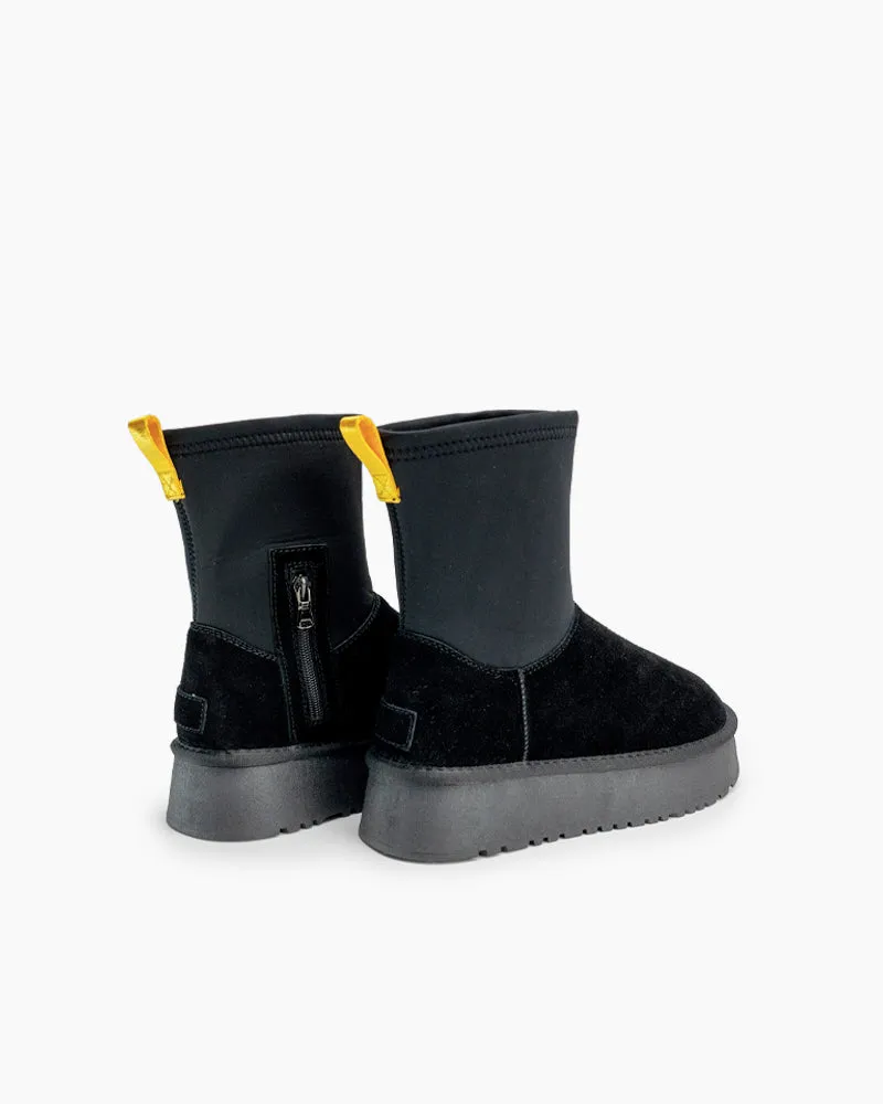 Suede Leather Fur Lined Platform Mid Boots