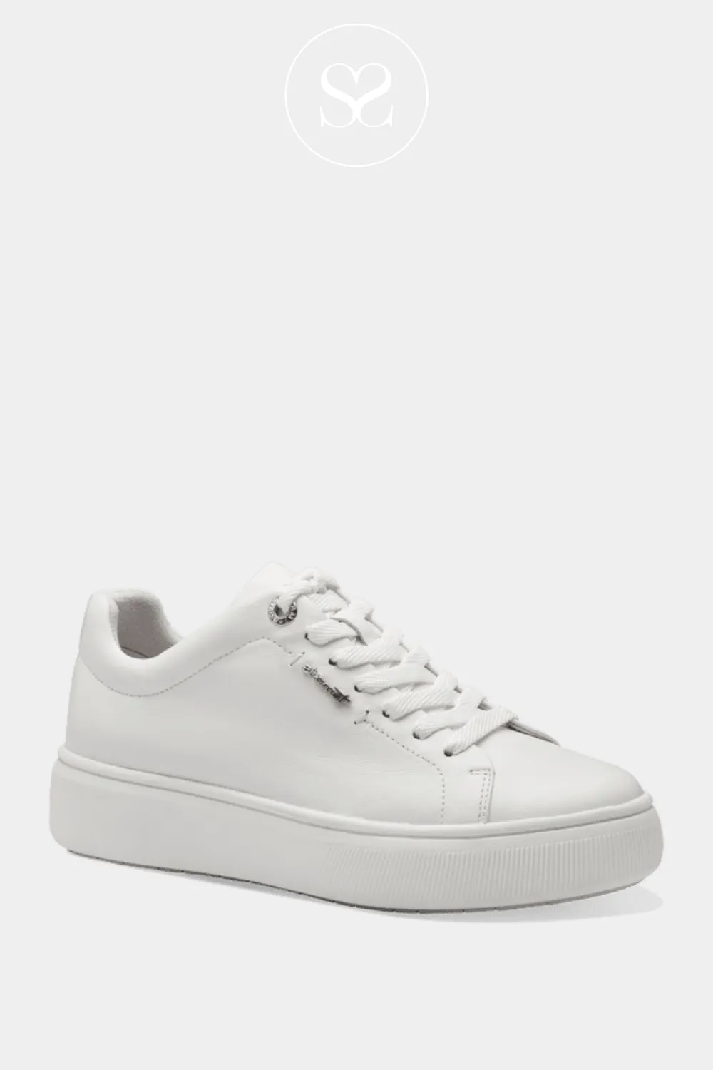 TAMARIS 1-23736-42 WHITE LEATHER CHUNKY TRAINERS