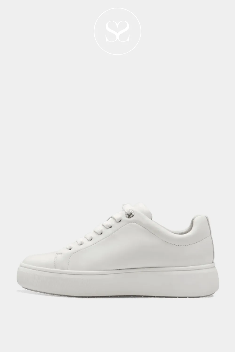 TAMARIS 1-23736-42 WHITE LEATHER CHUNKY TRAINERS