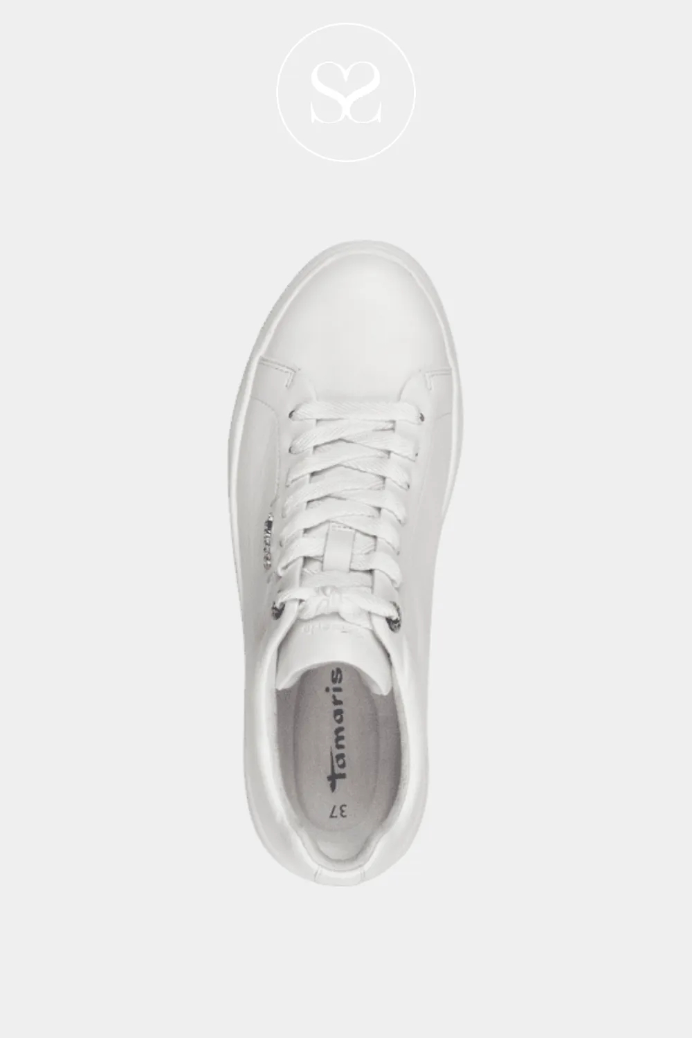 TAMARIS 1-23736-42 WHITE LEATHER CHUNKY TRAINERS