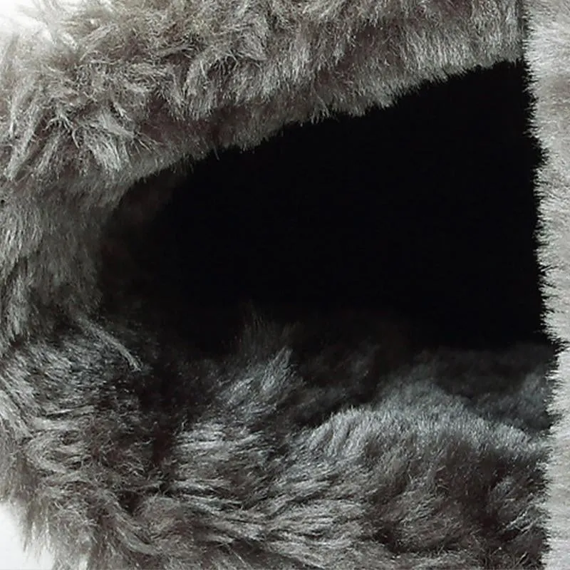 Unisex Large Size Waterproof Fur Lined Slip On Flat Boots
