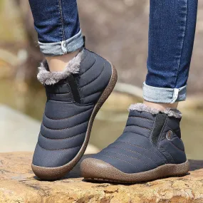 Unisex Large Size Waterproof Fur Lined Slip On Flat Boots