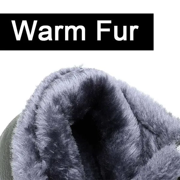 Unisex Large Size Waterproof Fur Lined Slip On Flat Boots