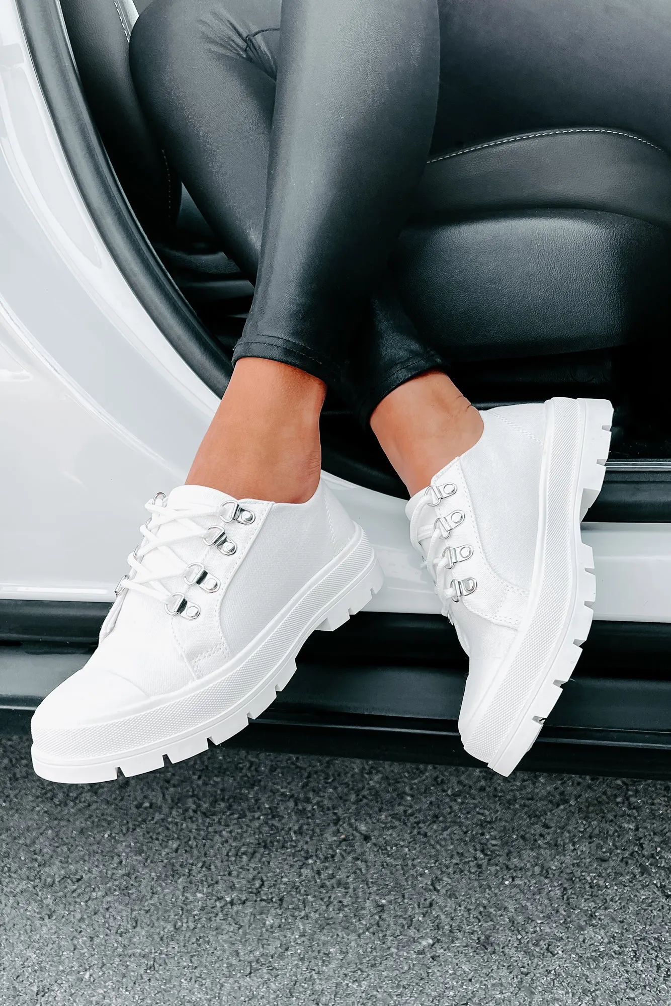 Walk It Off Canvas Lug Sneakers (White)