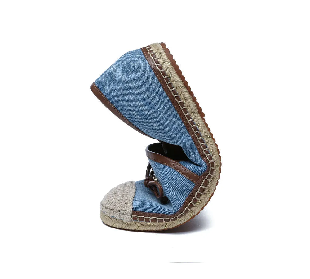 Women Leather Slip-on Bow Flat Espadrilles Esther