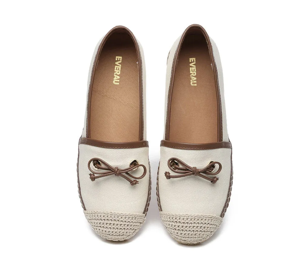 Women Leather Slip-on Bow Flat Espadrilles Esther