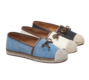 Women Leather Slip-on Bow Flat Espadrilles Esther