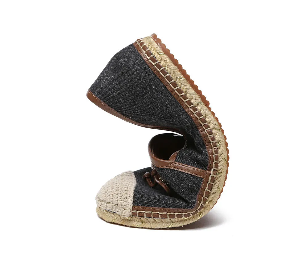 Women Leather Slip-on Bow Flat Espadrilles Esther