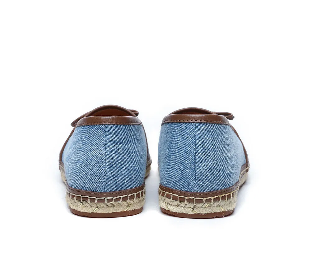 Women Leather Slip-on Bow Flat Espadrilles Esther