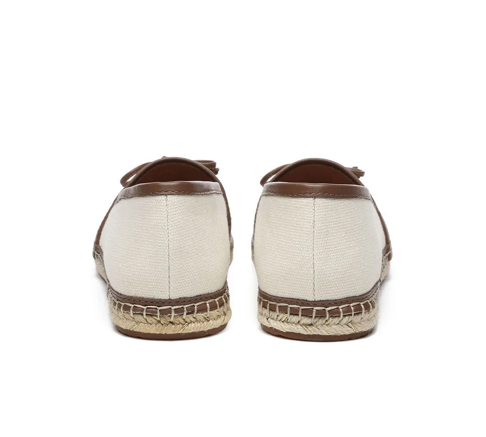 Women Leather Slip-on Bow Flat Espadrilles Esther