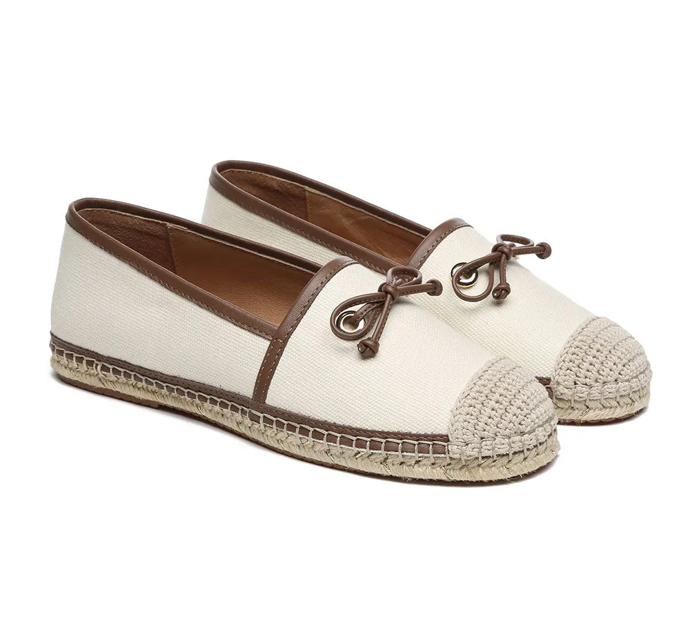 Women Leather Slip-on Bow Flat Espadrilles Esther
