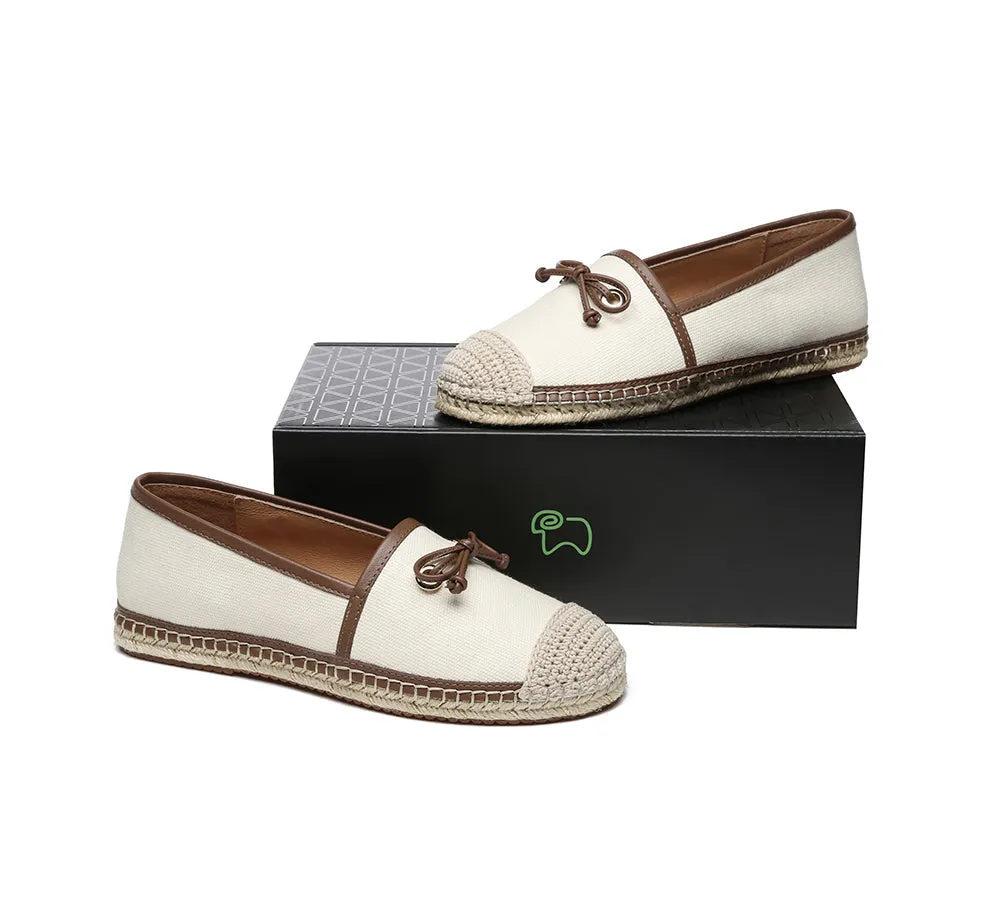Women Leather Slip-on Bow Flat Espadrilles Esther