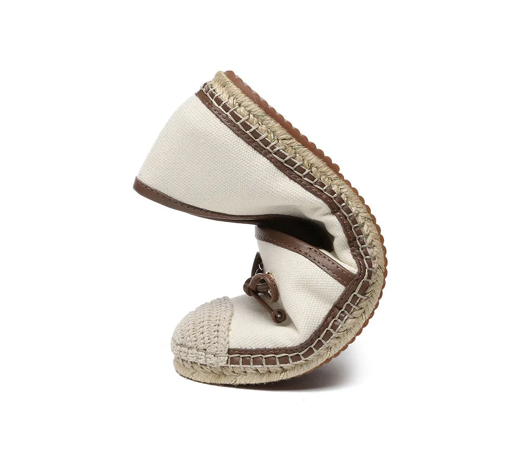 Women Leather Slip-on Bow Flat Espadrilles Esther