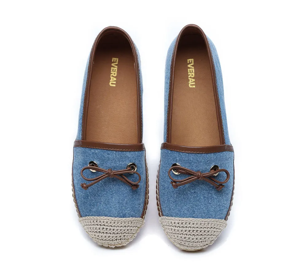 Women Leather Slip-on Bow Flat Espadrilles Esther