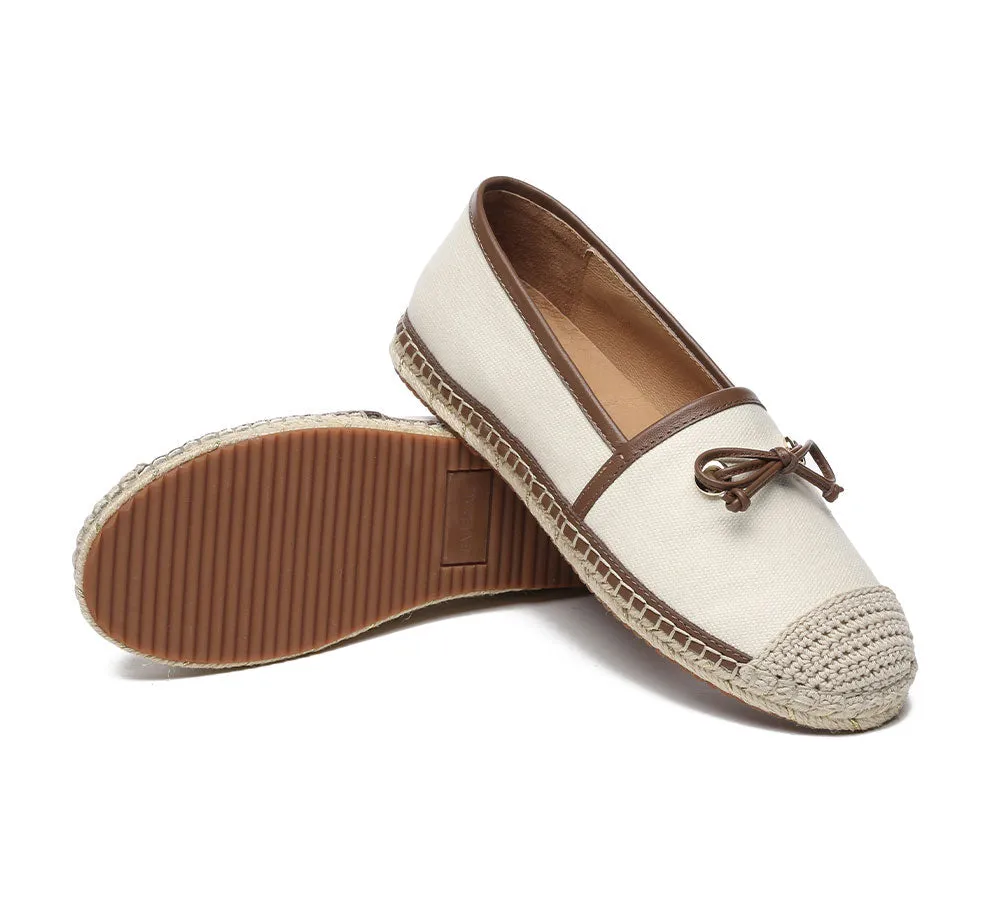 Women Leather Slip-on Bow Flat Espadrilles Esther